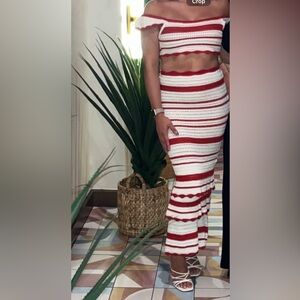 JLUXLABEL Red Corazon Ruffle Skirt 2 piece set